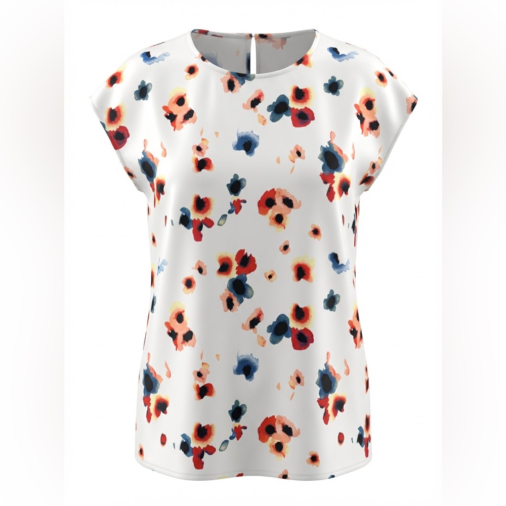 Halogen White Sleeveless Floral Print Blouse. Size XS.